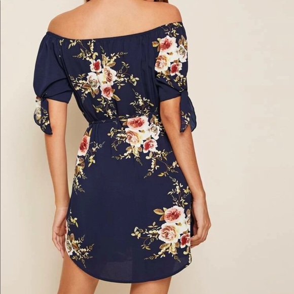 NWT OFF THE SHOULDER FLORAL DRESS - Picture 4 of 7
